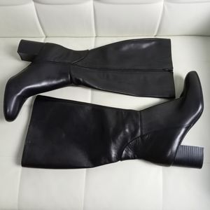 INC Womens Black Radella Round Toe Block Heel Zip-Up Leather Boots 10 M